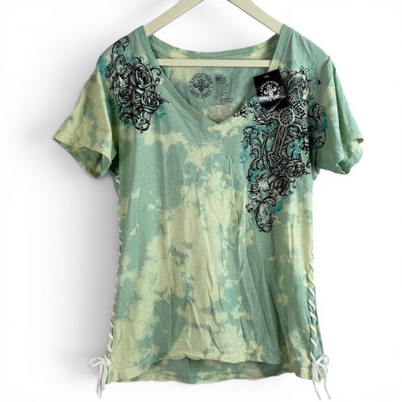 Affliction Tops - Affliction Women's Graphic Chandler T-Shirt Short Sleeve Large Y2K NEW